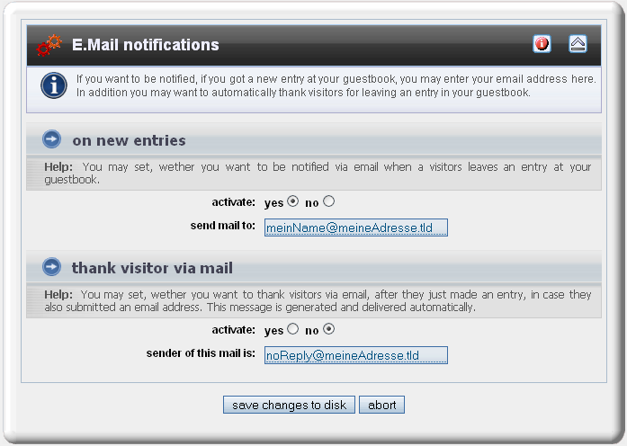 edit e-mail notification settings