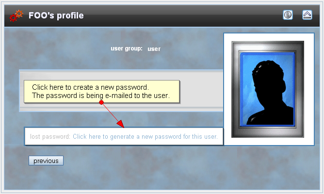 Edit user: generate new password