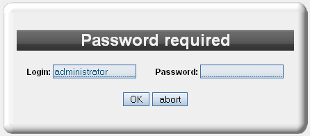 Login: Administrator Password: