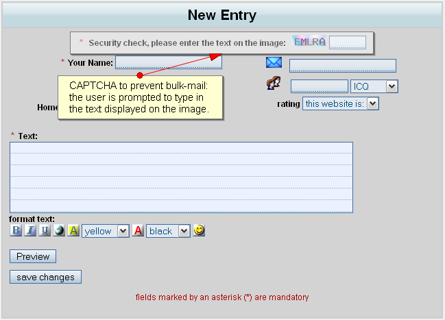 Display of the CAPTCHA in an application